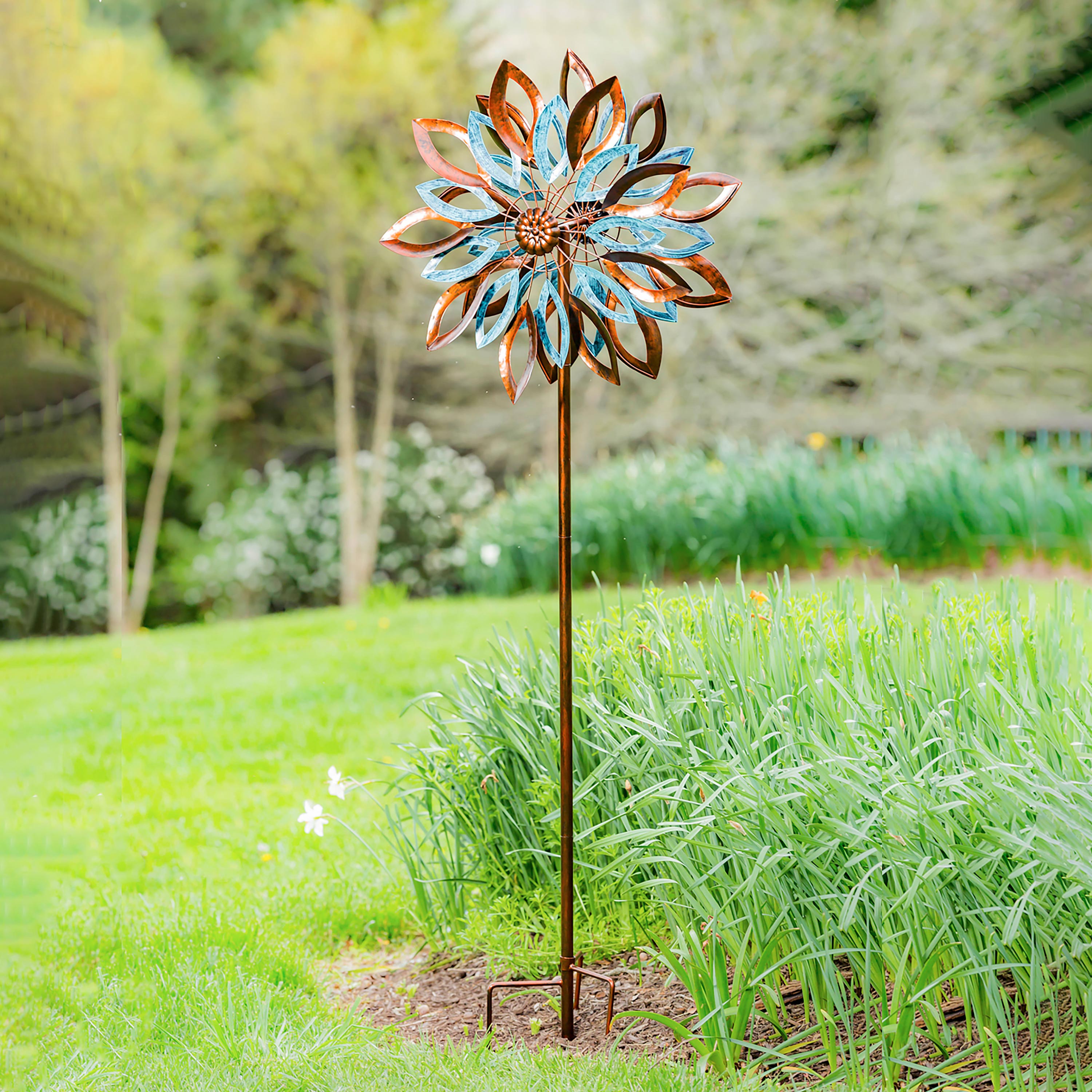 75"H Wind Spinner, Copper and Verdigris Leaves
