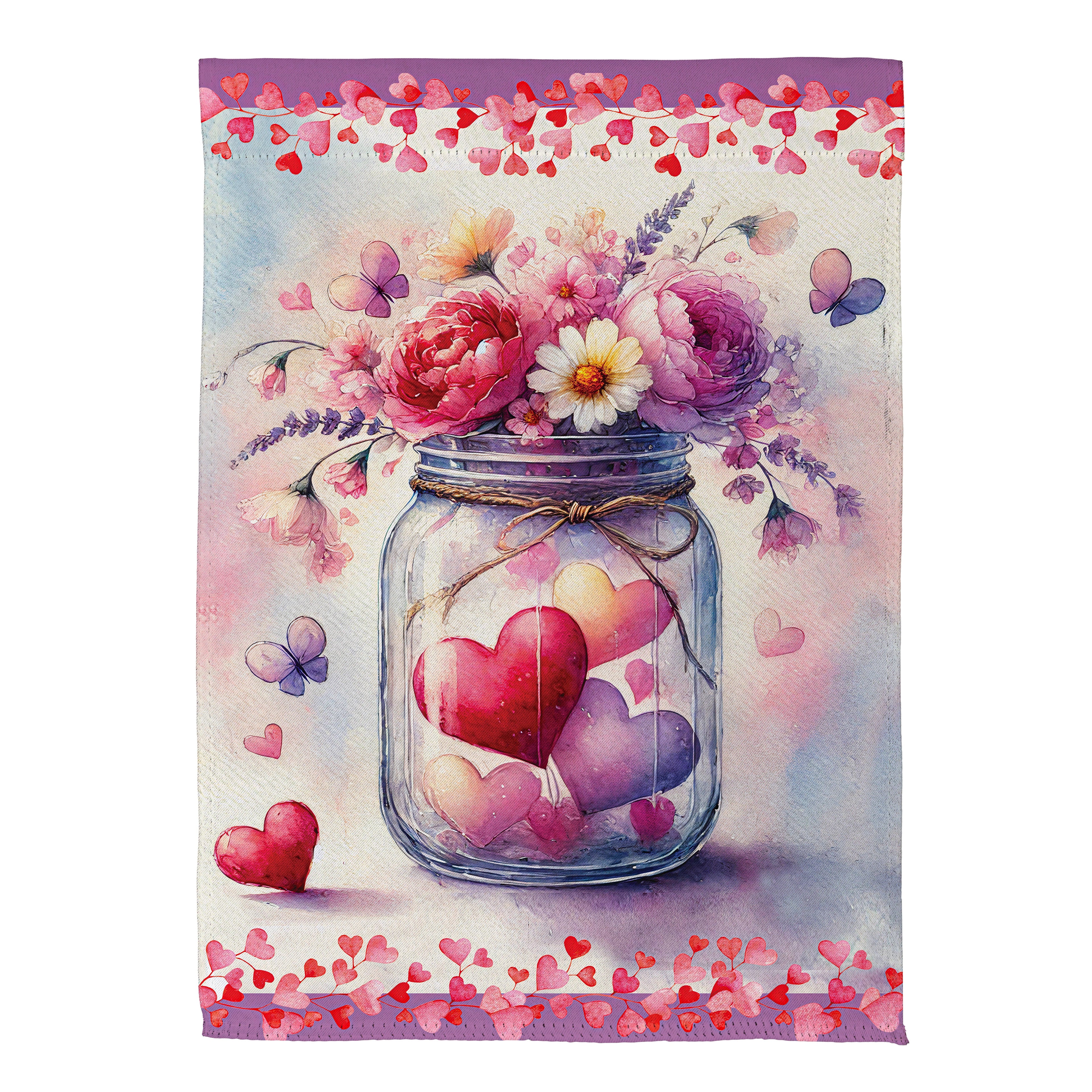 Jar Of Hearts Suede Garden Flag