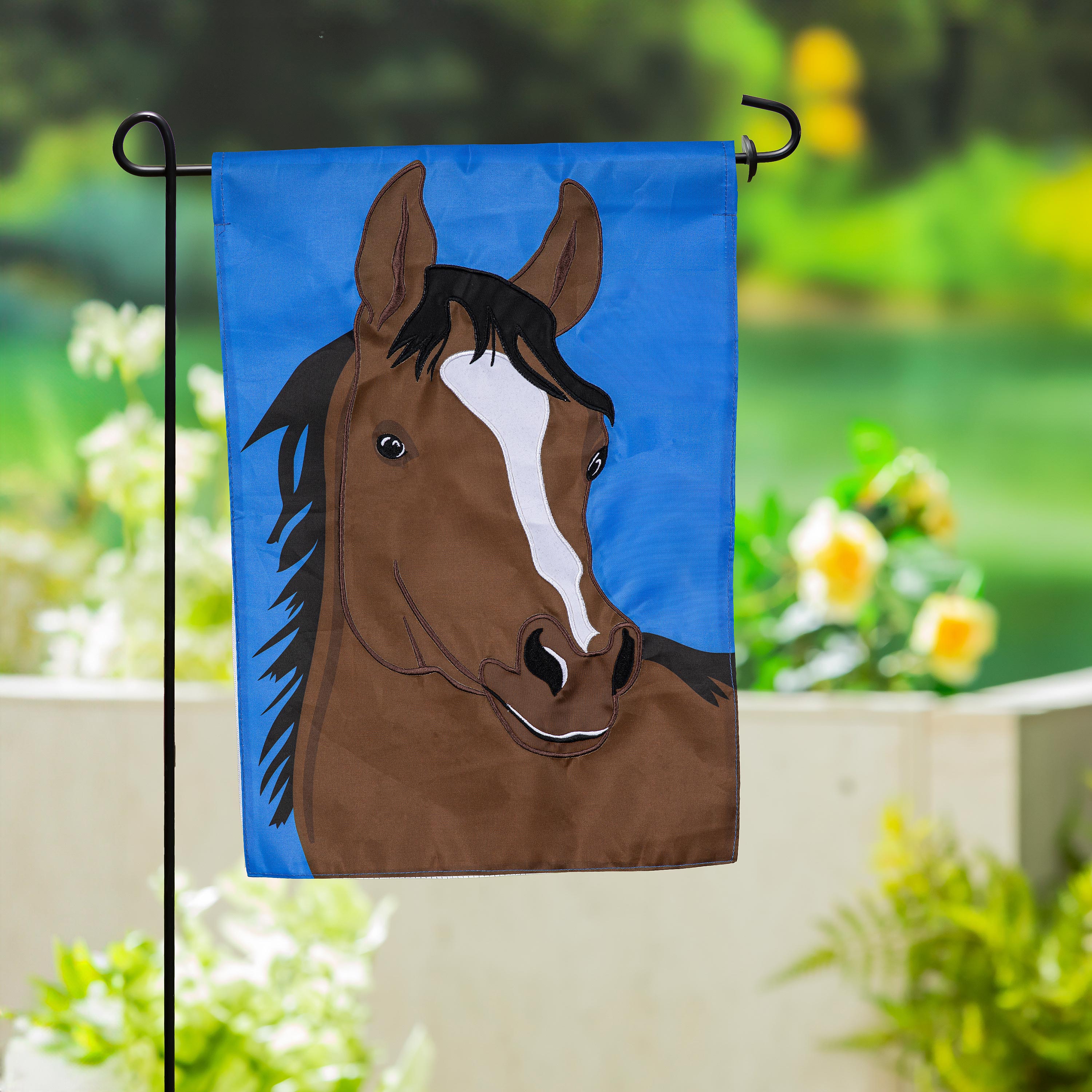 Single Horse Basic Applique Garden Flag