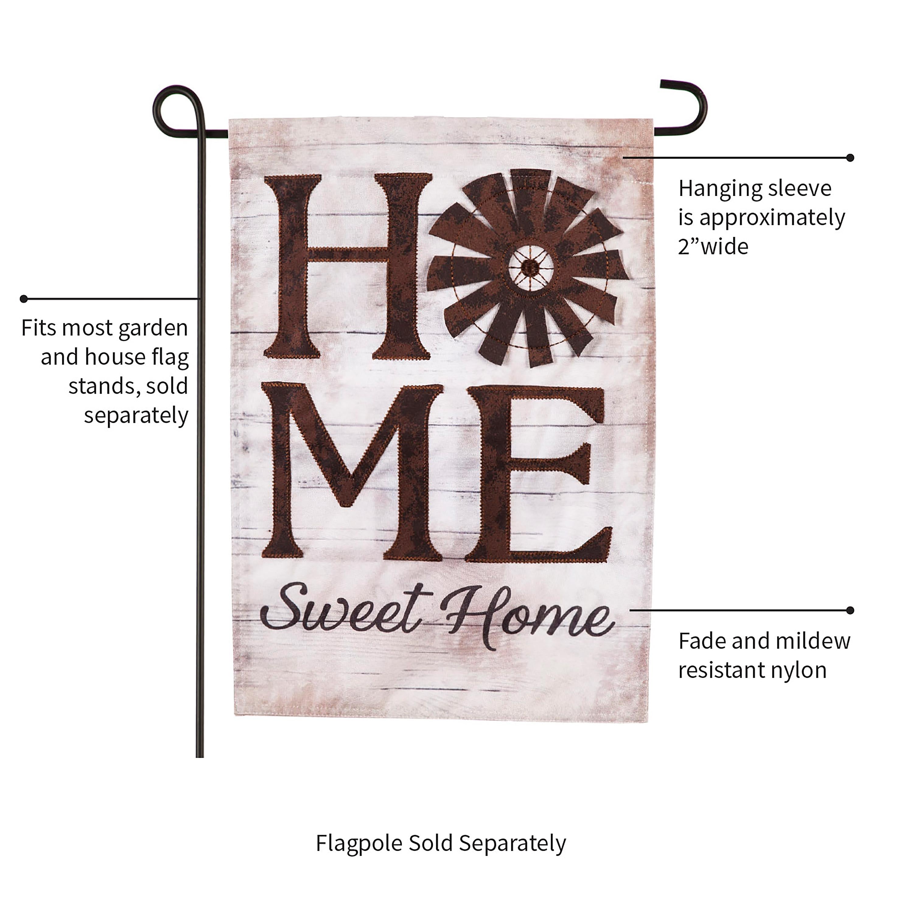 Windmill Home Sweet Home Garden Linen Flag