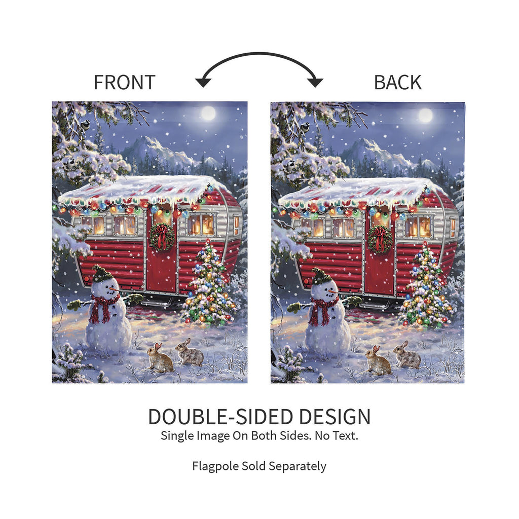 Christmas Camper Lustre Garden Flag