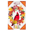 Hello Fall Cardinal Wreath House Linen Flag