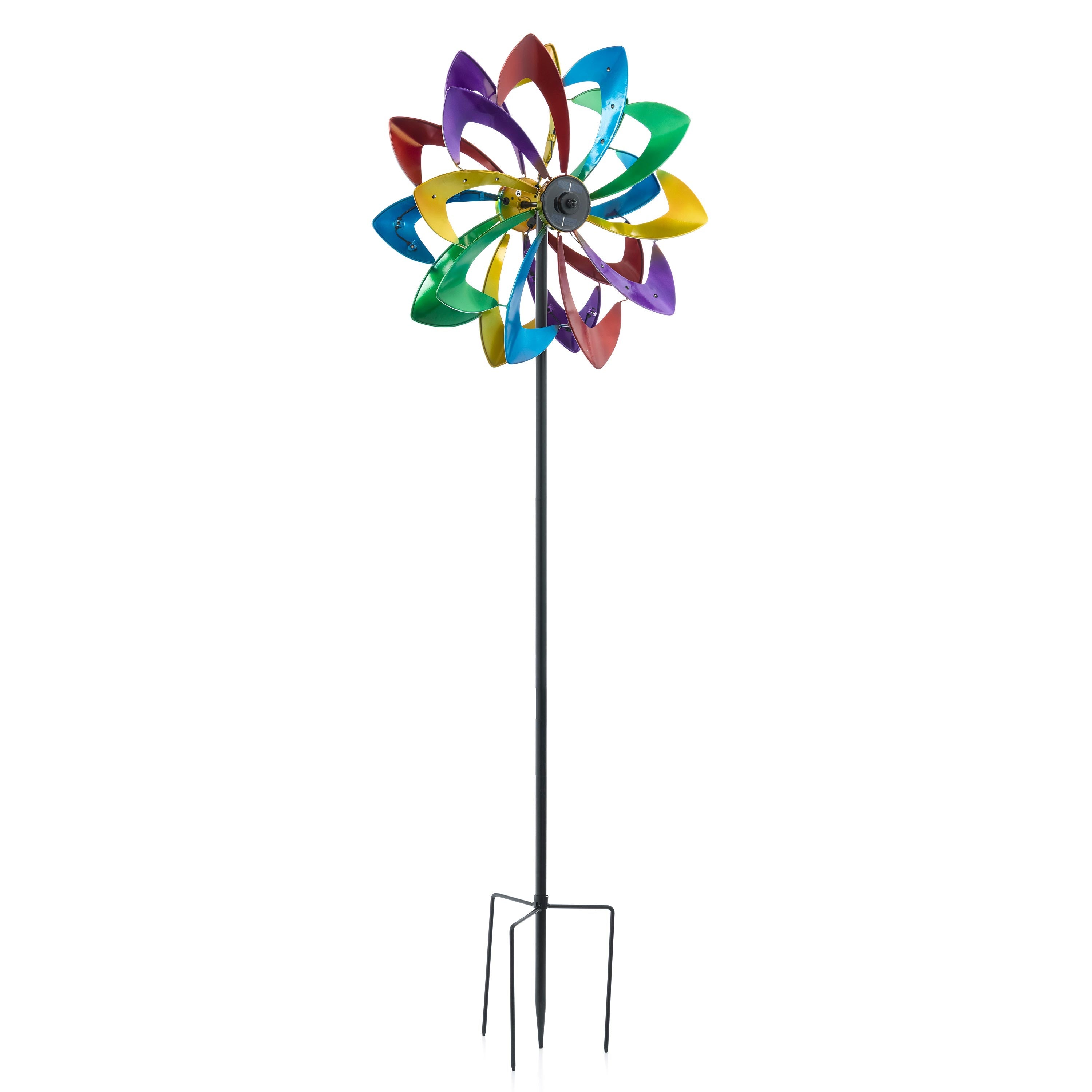 75" LED Solar Flower Wind Spinner