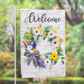Daisy Wreath Garden Burlap Flag