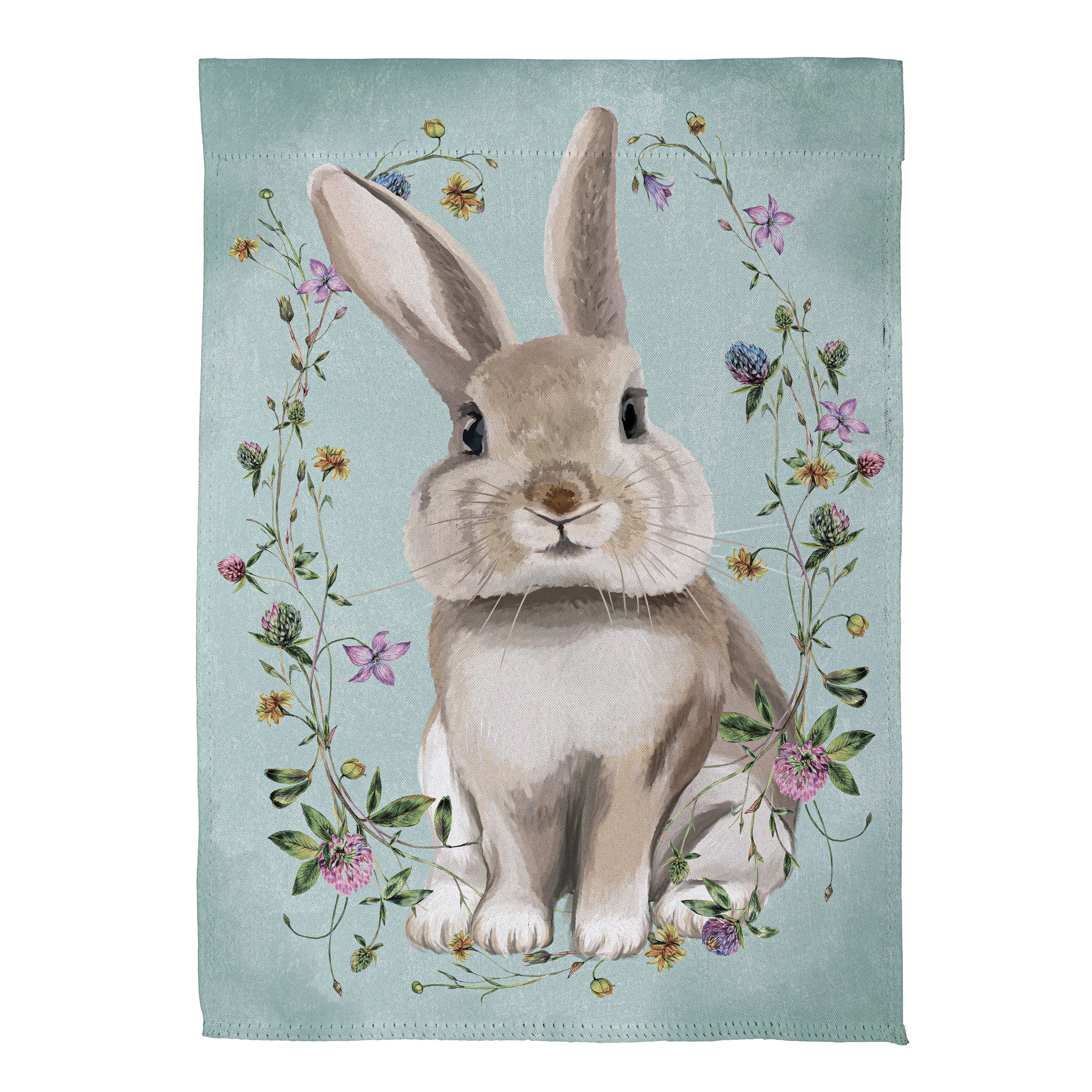 Vintage Floral Hare Suede Garden Flag