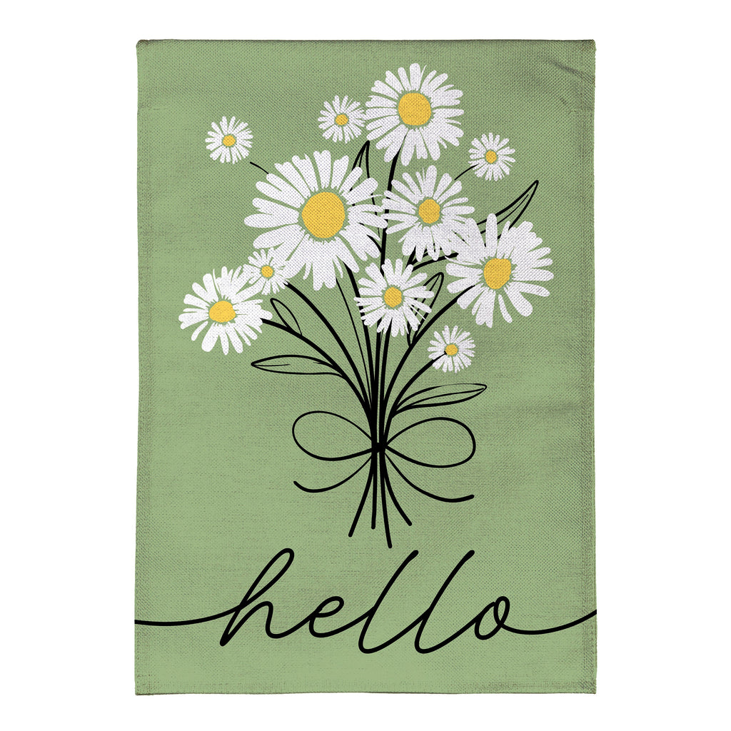 Hello Dainty Daisies Burlap Garden Flag