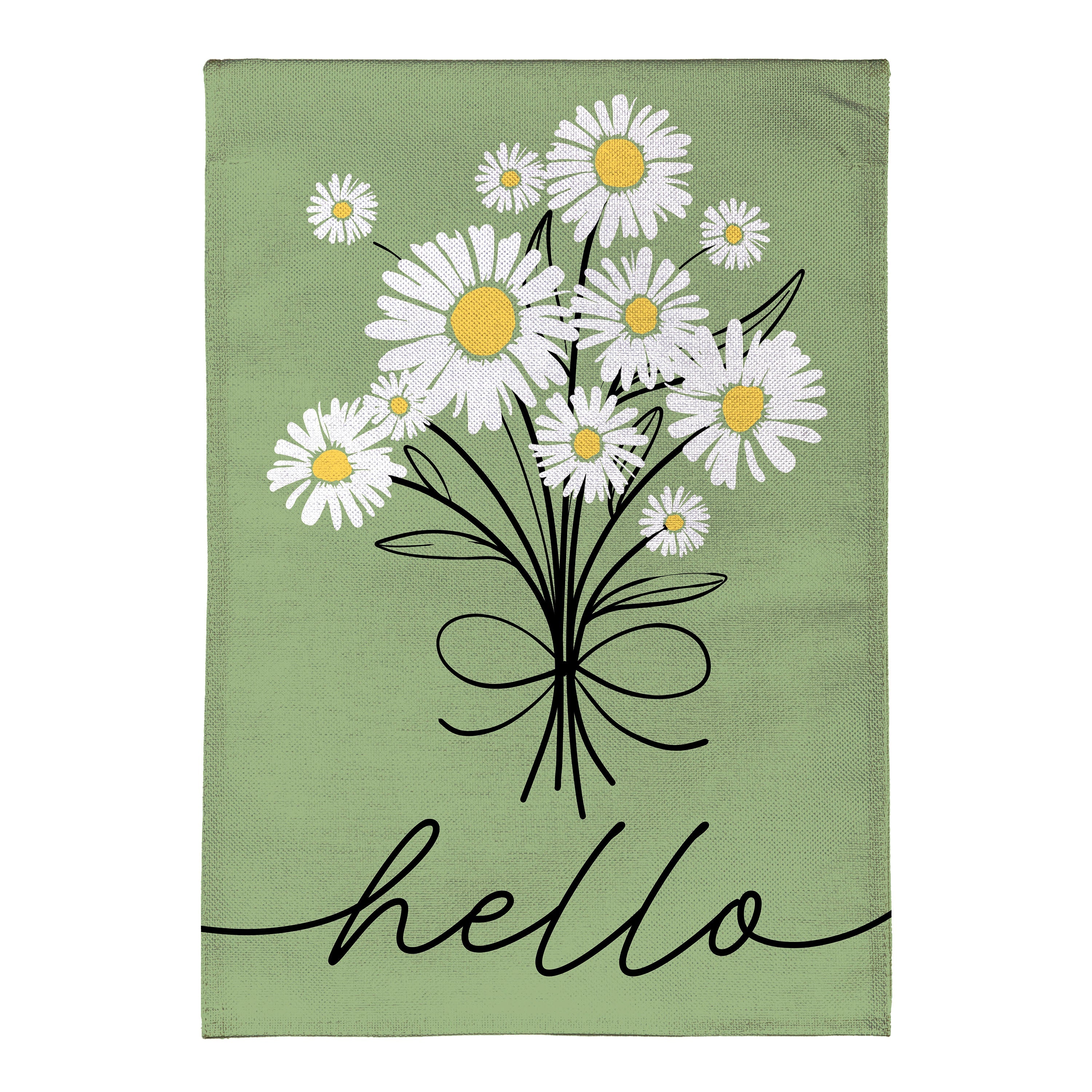 Hello Dainty Daisies Burlap Garden Flag