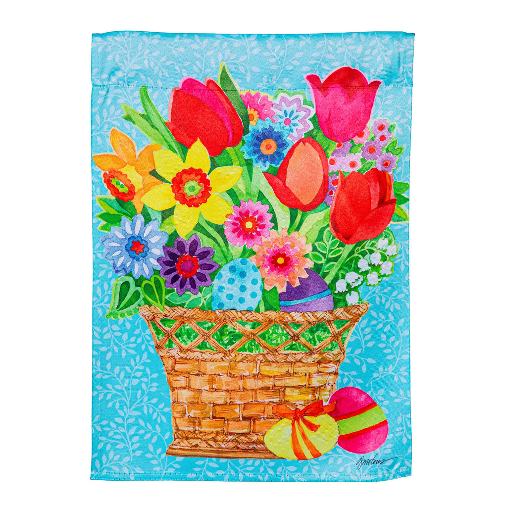 Spring Flowers Basket Suede House Flag