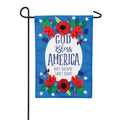 God Bless America Floral Garden Linen Flag