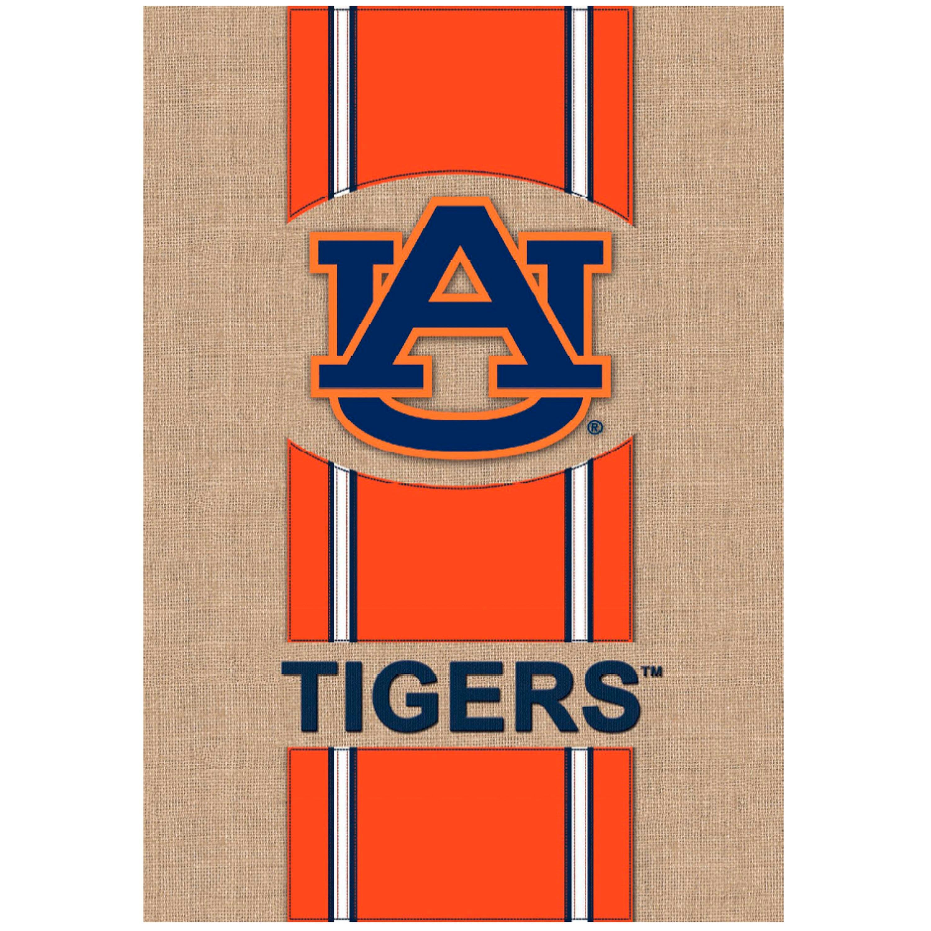 Auburn University Burlap Stripe Logo House Flag