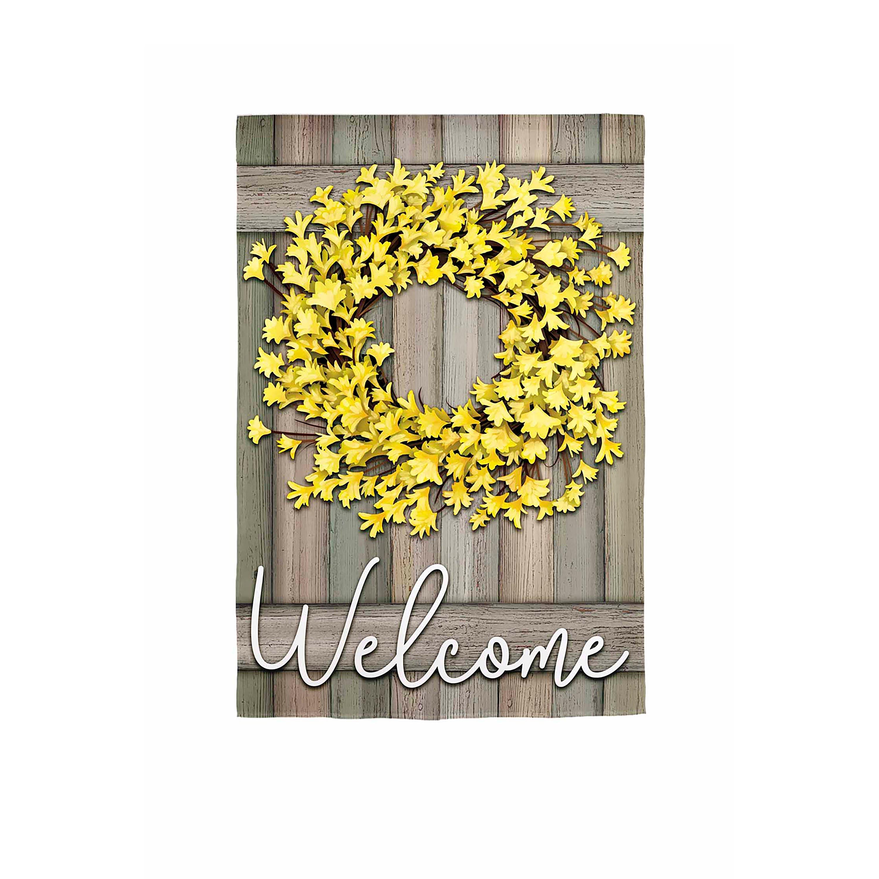 Forsythia Farmhouse Wreath Garden Burlap Flag