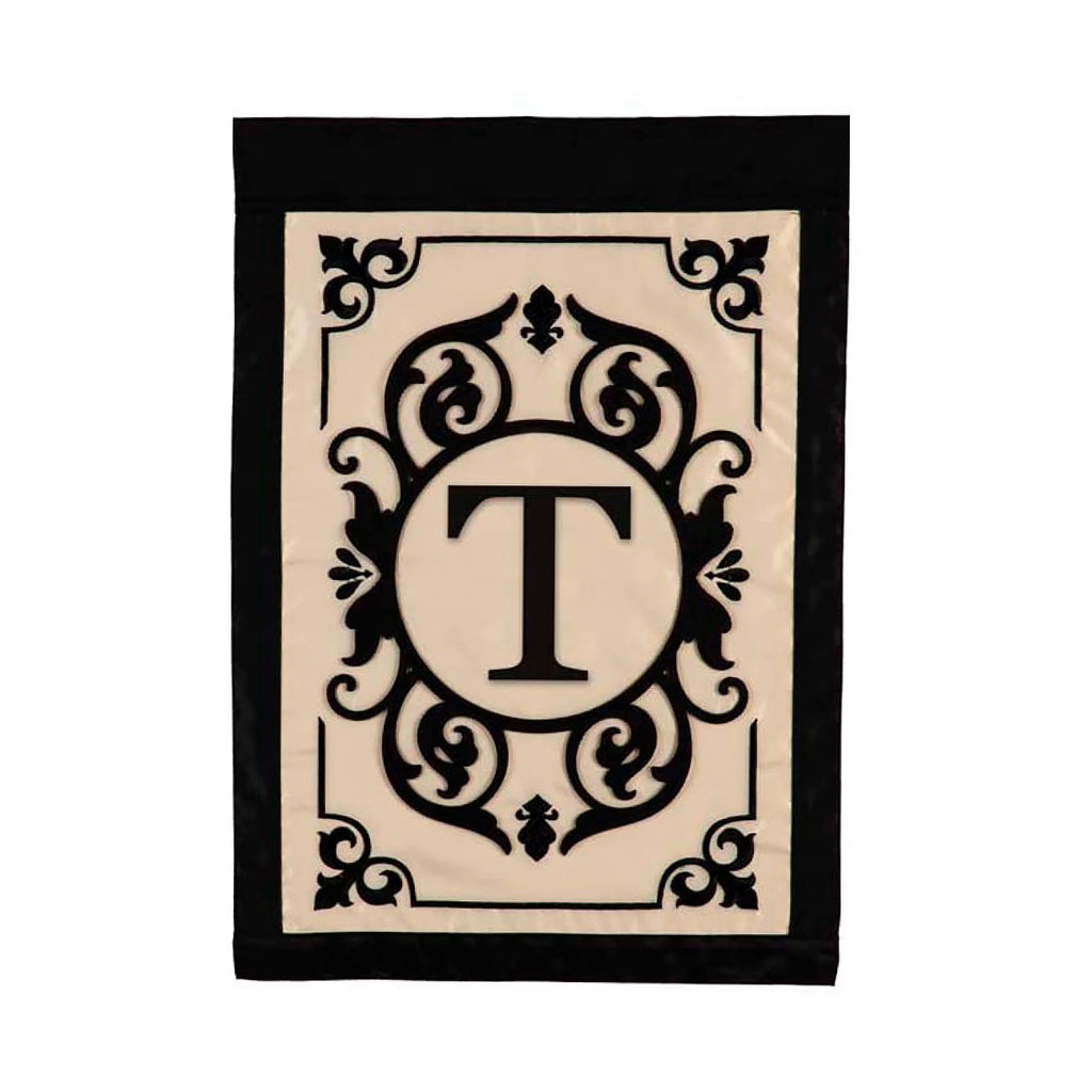 Cambridge Monogram Garden Applique Flag, Letter T
