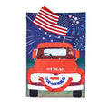 Patriotic Red Truck Garden Burlap Flag