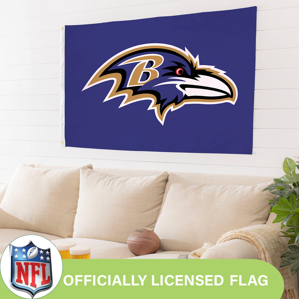 Baltimore Ravens Single Sided Flag w/ 2 Grommets, 3'x5'