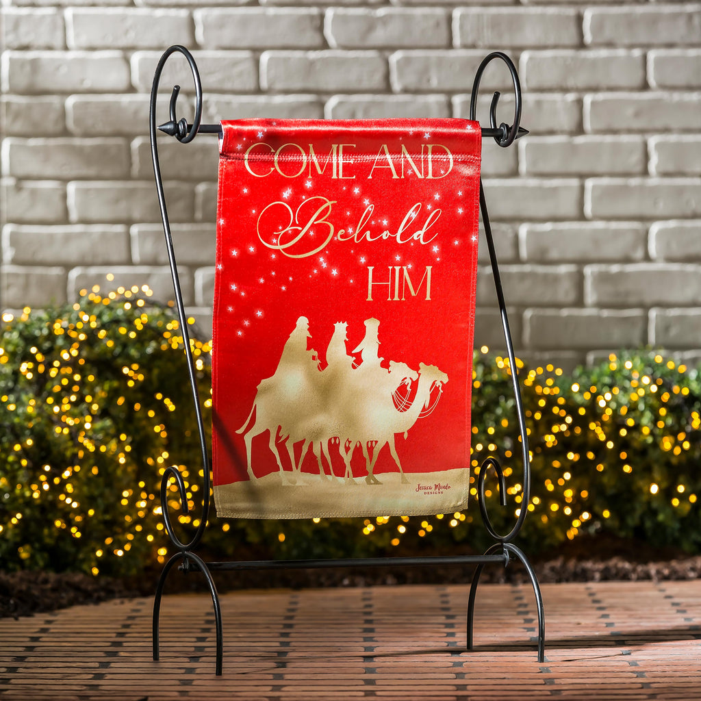 Red and Gold Christmas Night Garden Lustre Front & Back Flag