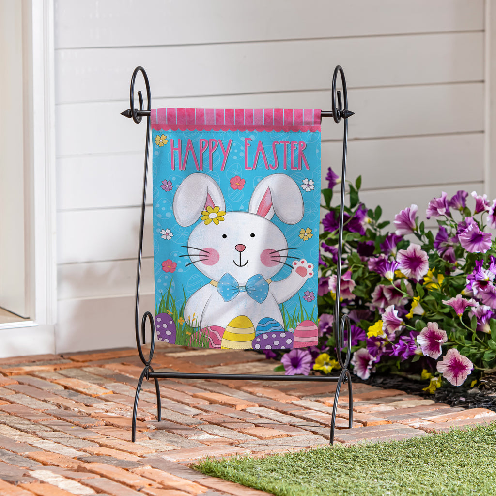 Bowtie Bunny Suede Garden Flag