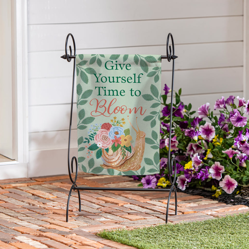 Cottage Garden Snail Bloom Suede Garden Flag