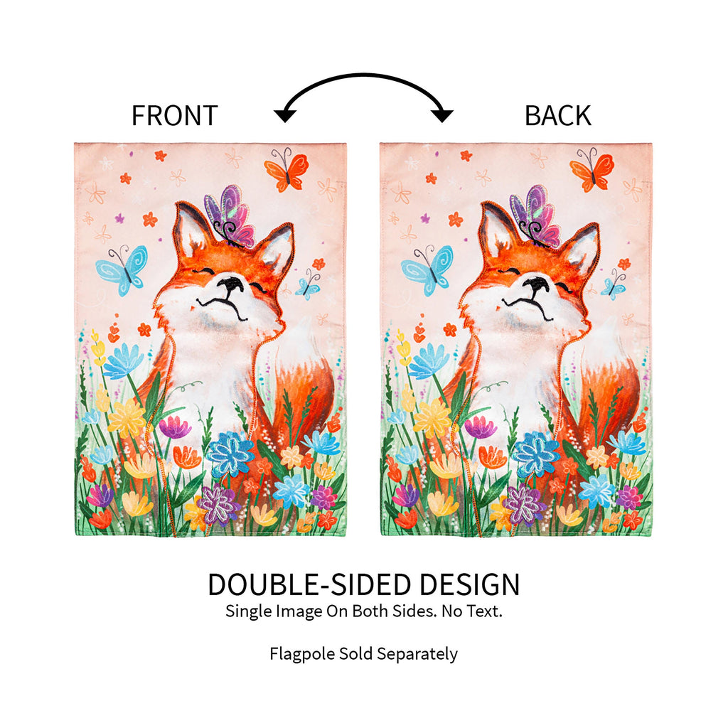 Fox and Wildflowers Linen Garden Flag