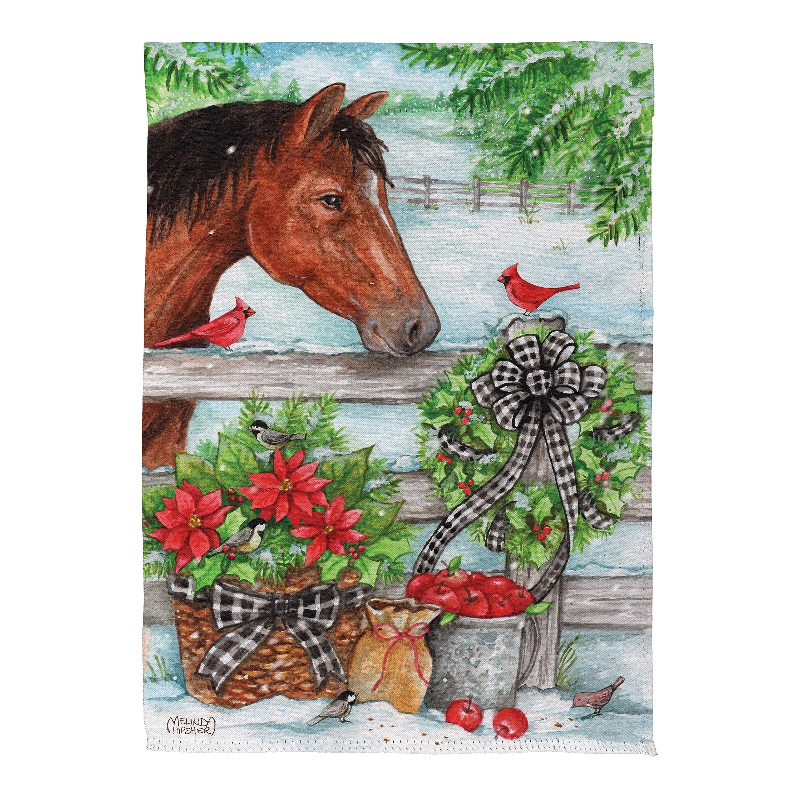Horse & Cardinal Suede Garden Flag
