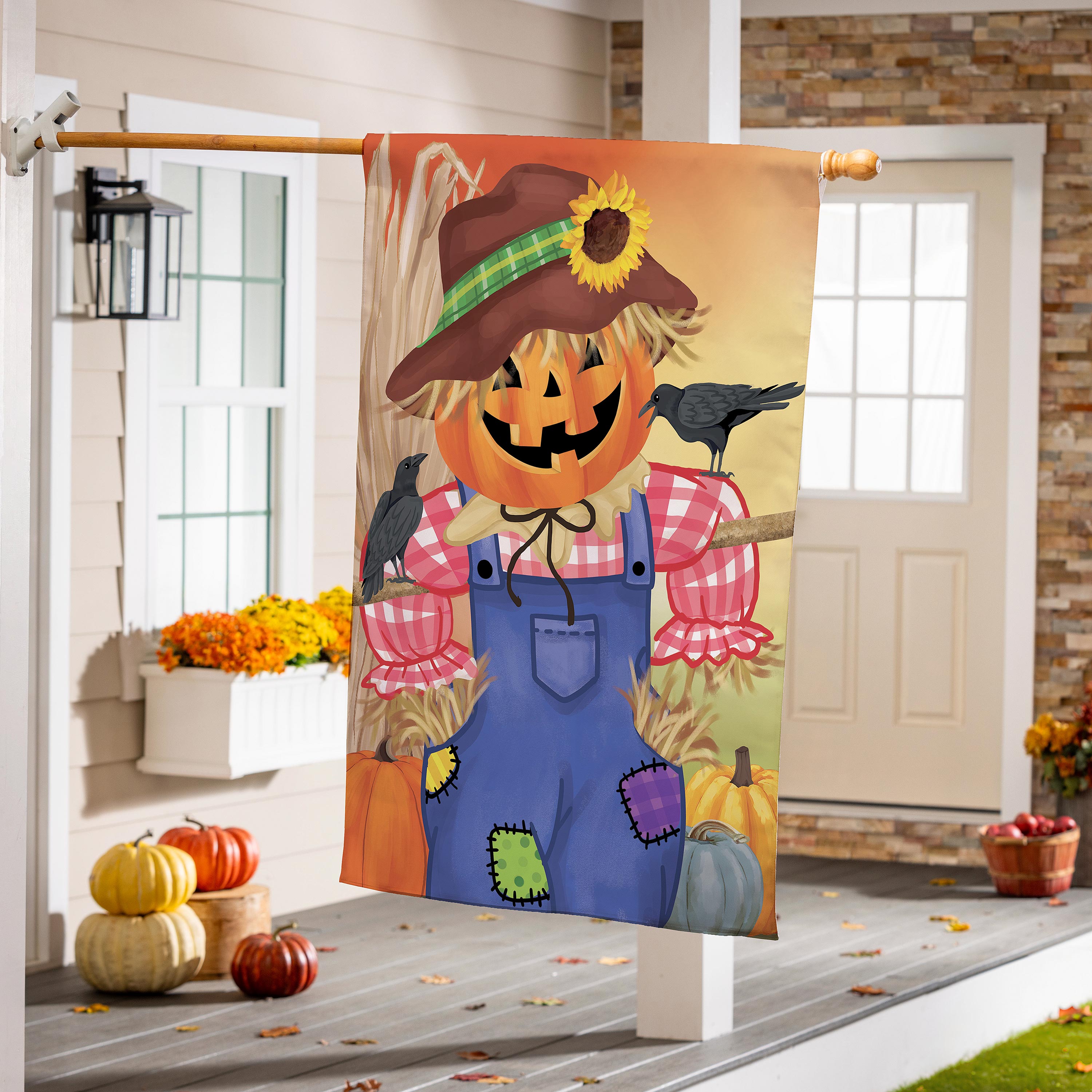 Jack The Scarecrow Burlap House Flag