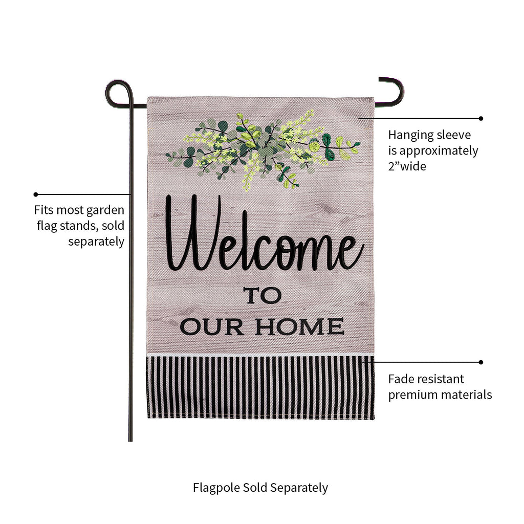 Wood Grain Welcome Garden Burlap Flag