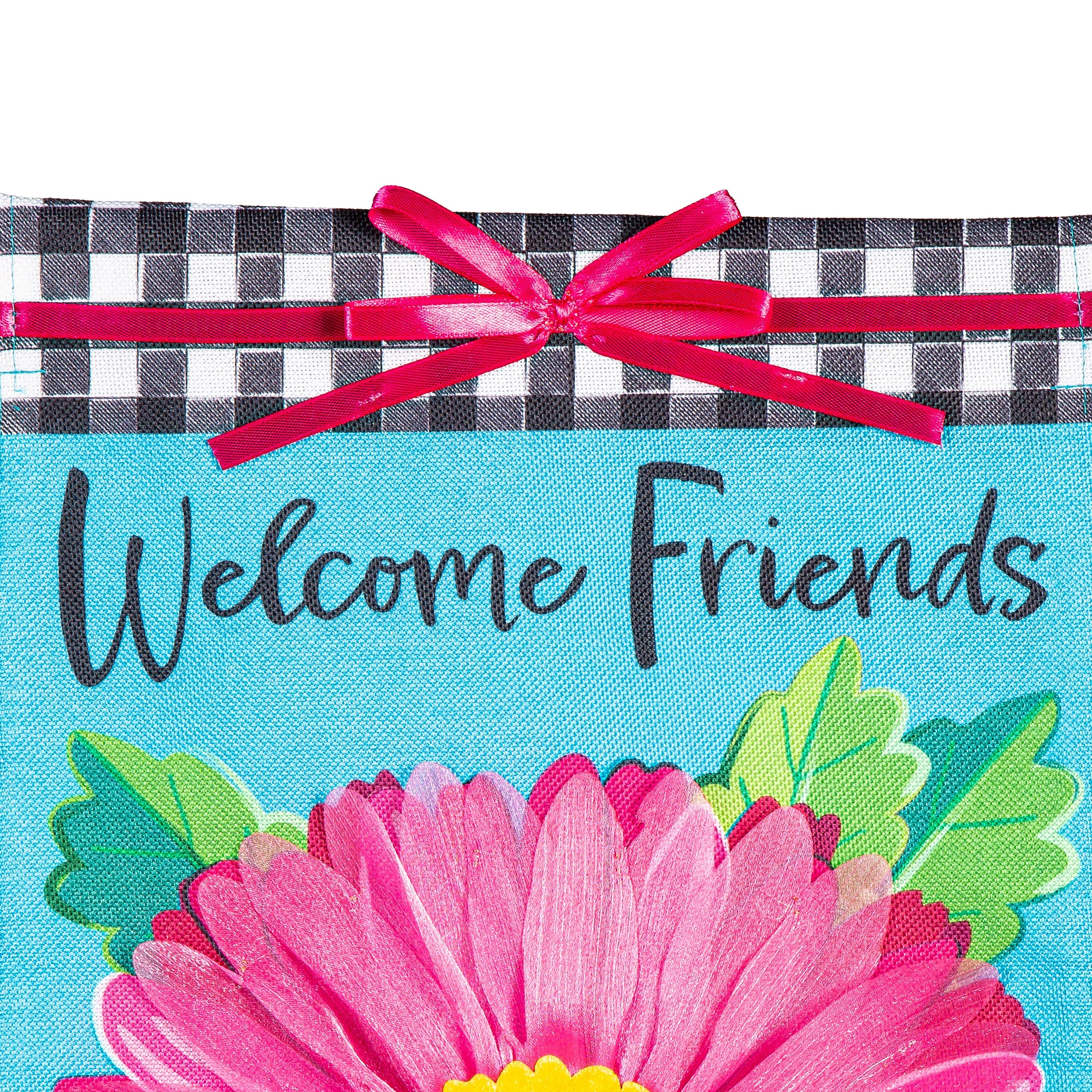 Welcome Friends Daisy Burlap Garden Flag