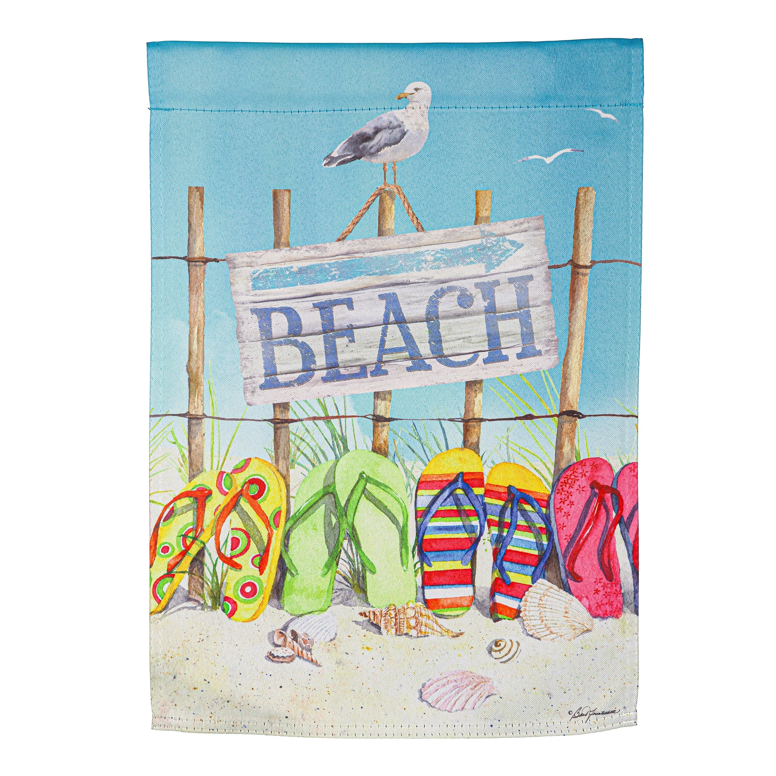 Flip Flops on the Beach Suede House Flag