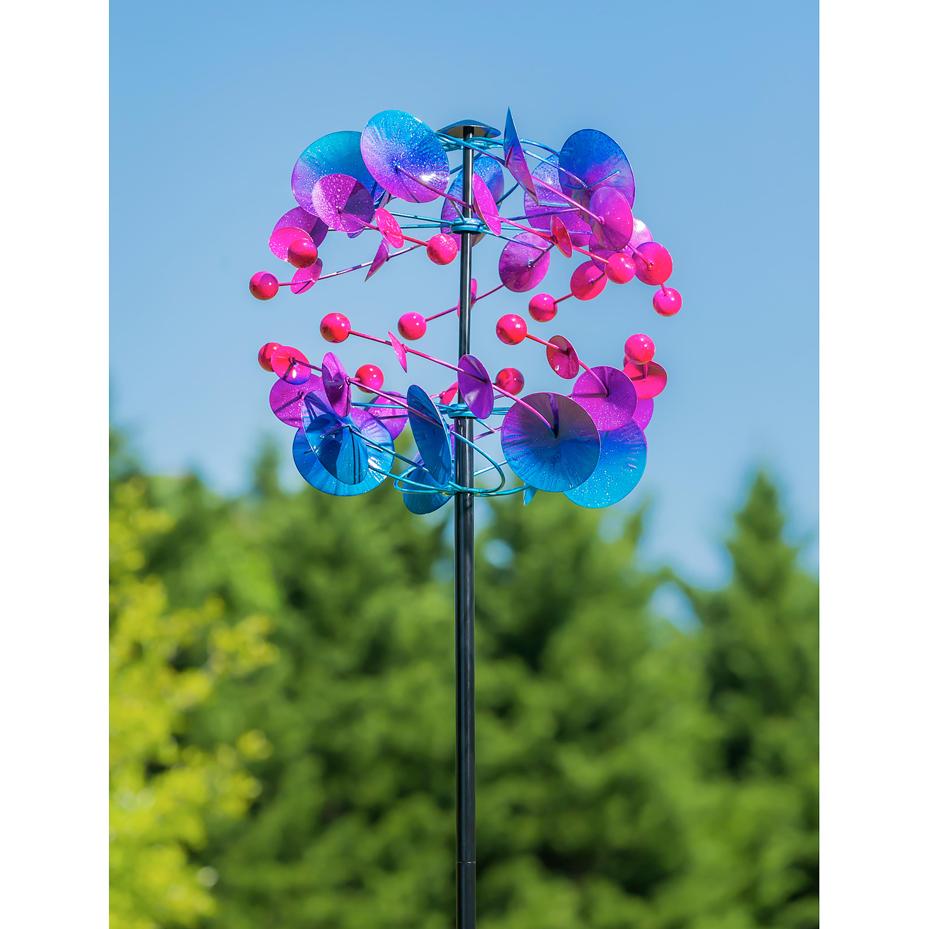 74.75"H Wind Spinner, Blue Purple Pink Ombre