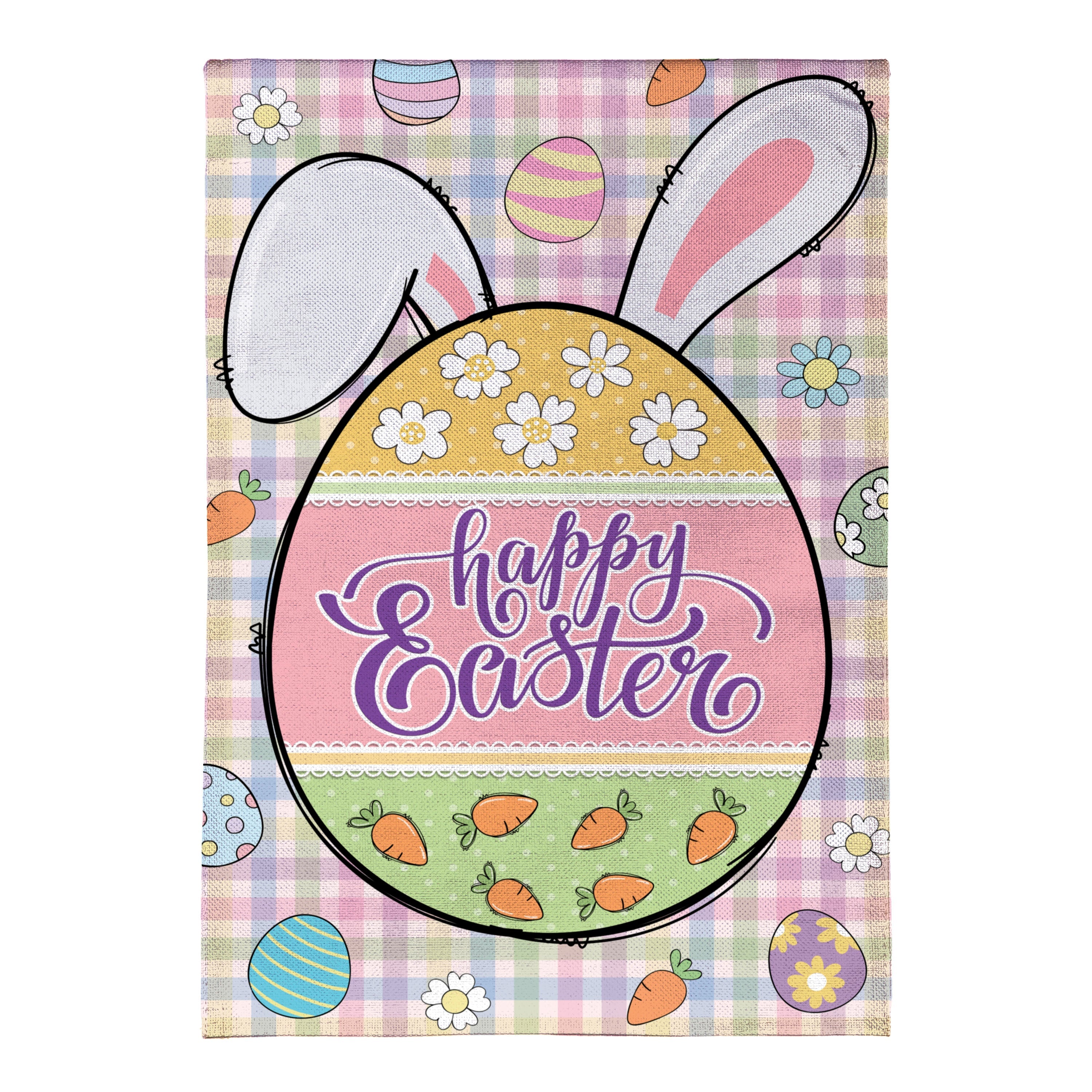 Gingham Easter Burlap Garden Flag