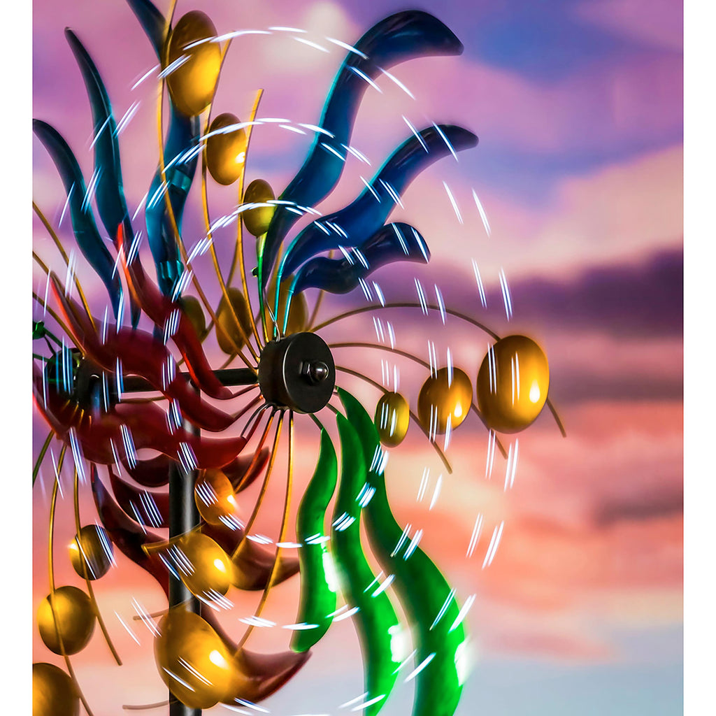 84" Wind Powered Lighted Wind Spinner, Circles & Waves