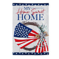 American Flag Wreath Garden Linen Flag