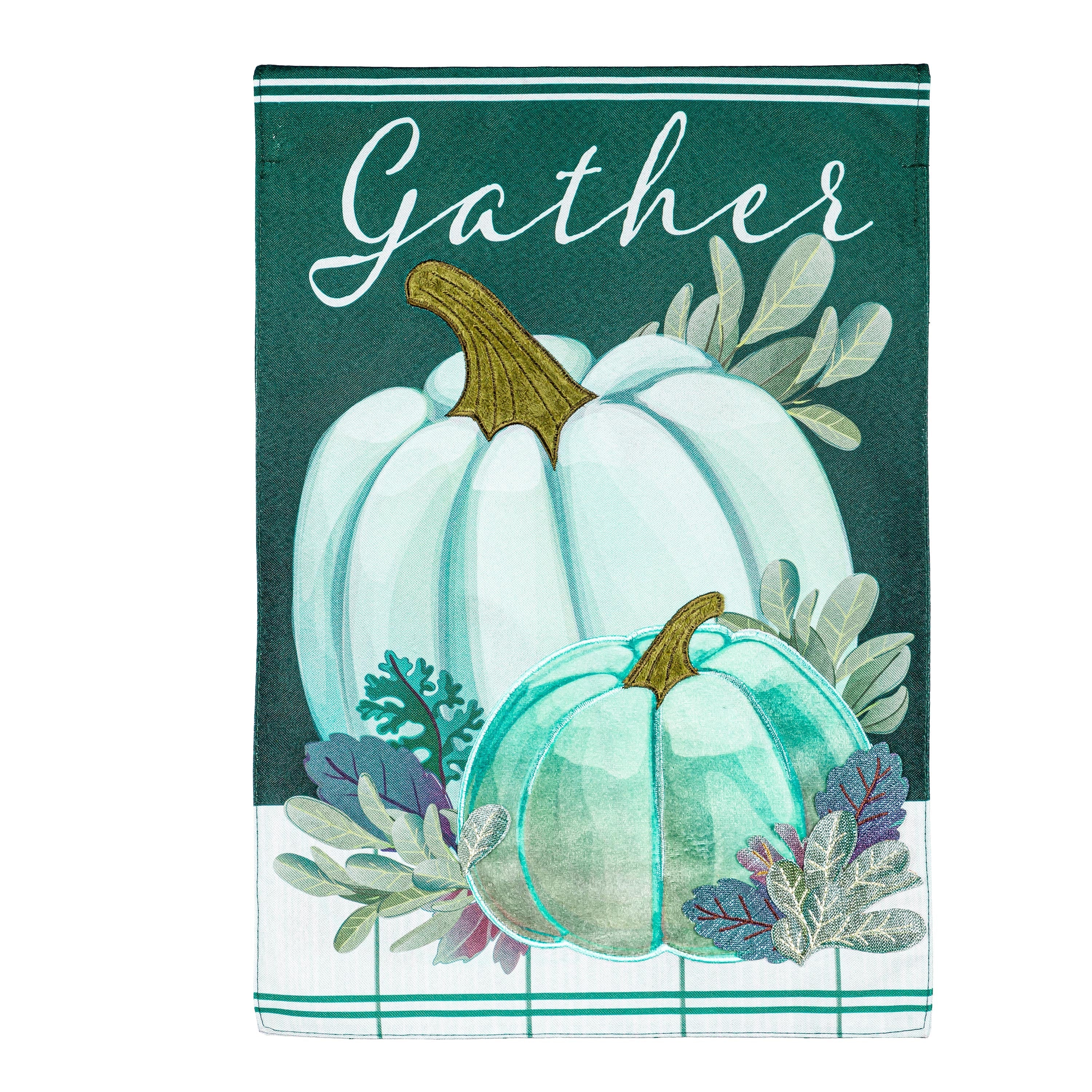 Mint Pumpkin Garden Linen Flag