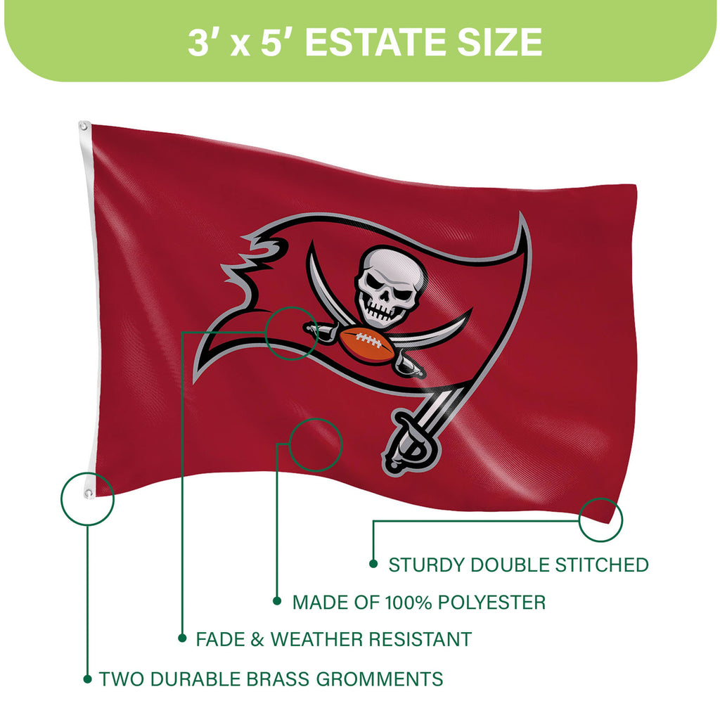 Tampa Bay Buccaneers Single Sided Flag w/ 2 Grommets, 3'x5'