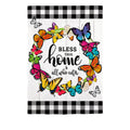 Butterfly Welcome Wreath Applique Garden Flag