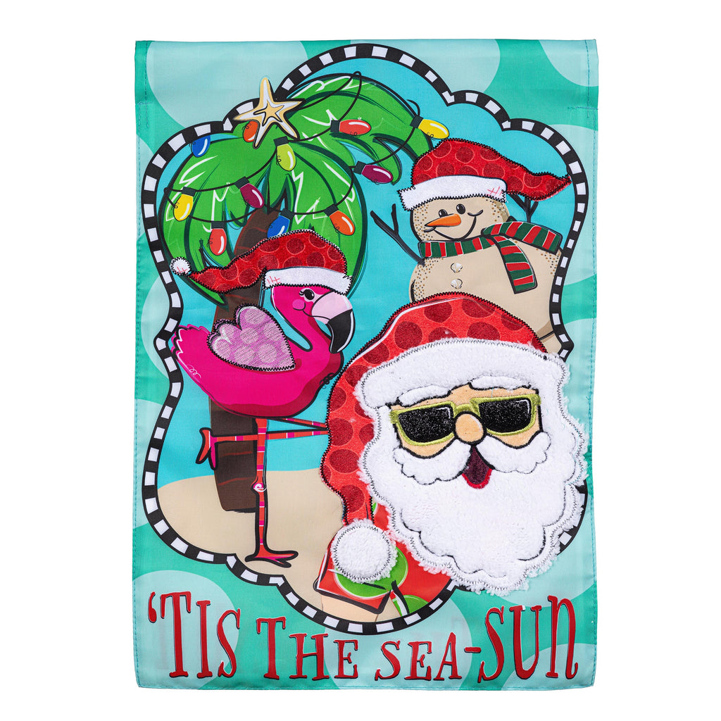 Tis The Sea-Sun Applique Garden Flag