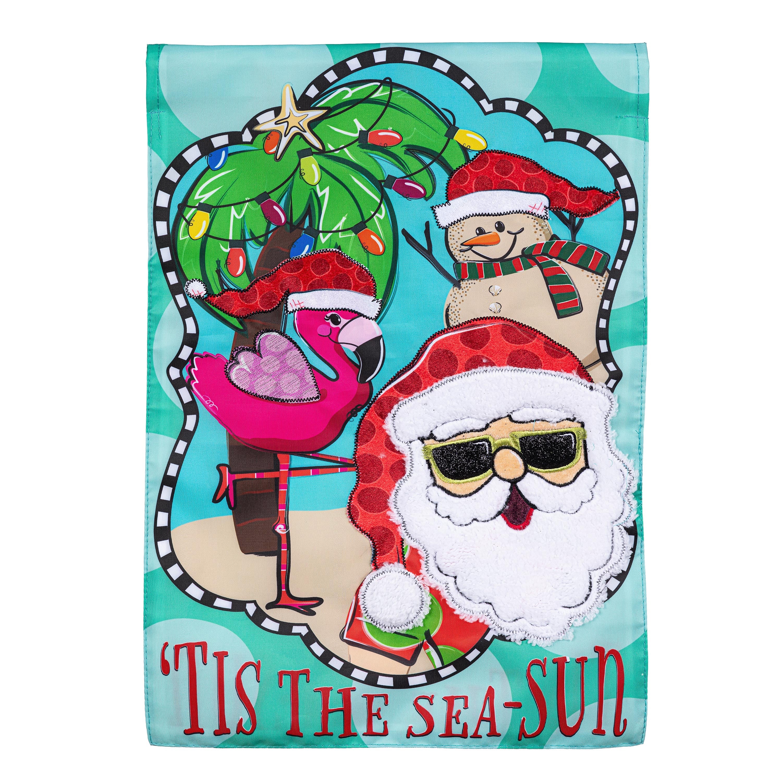 Tis The Sea-Sun Applique Garden Flag