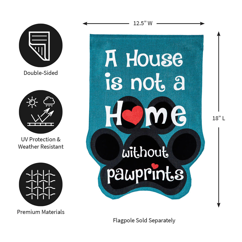 Paw Prints Garden Burlap Flag