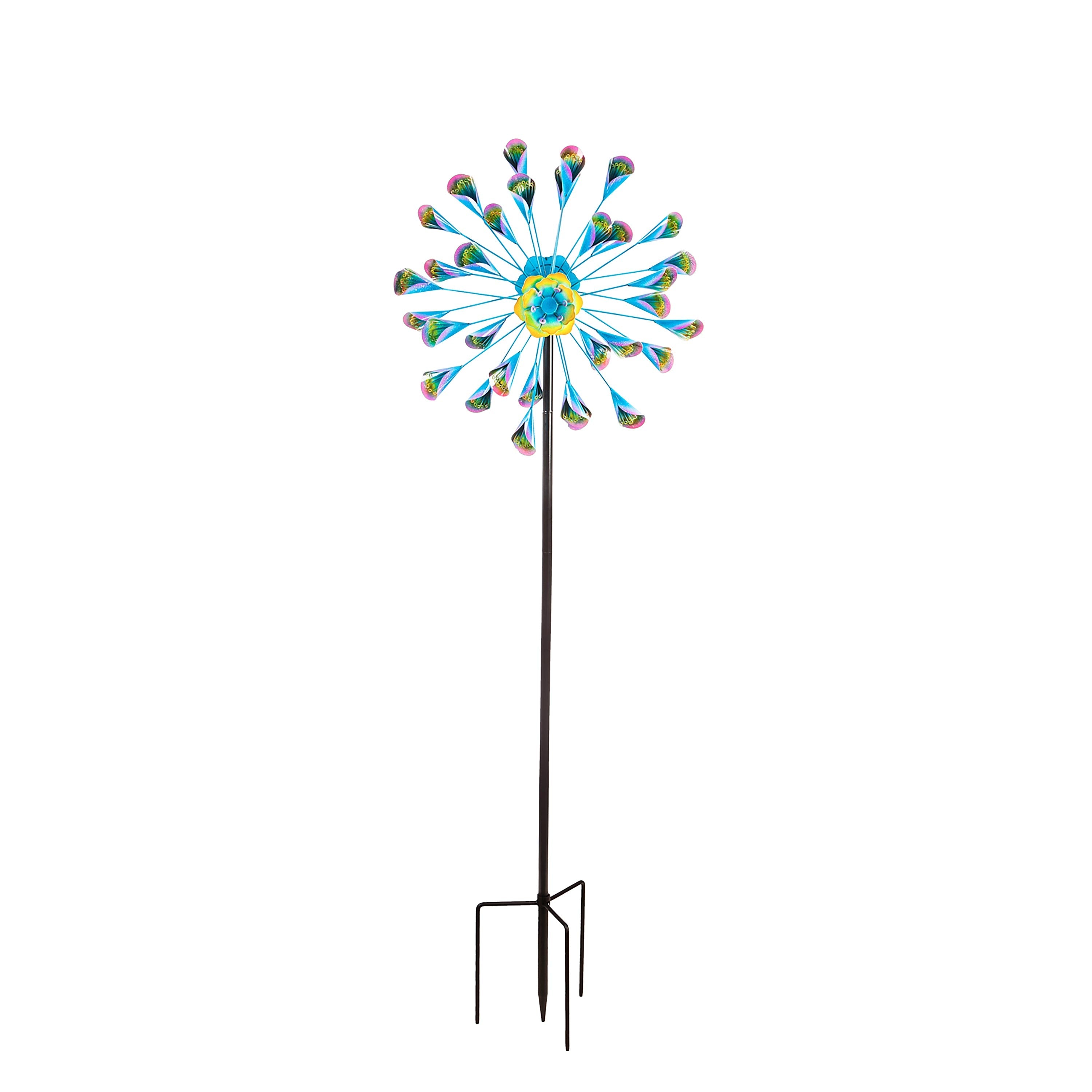 75"H Wind Spinner, Blue and Purple Calla Lilies