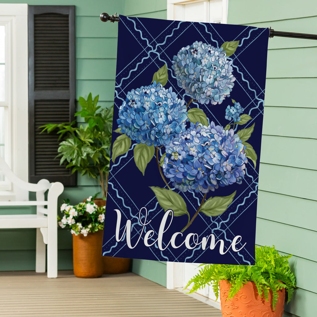 VivaStyle Burlap House Flag, Hydrangea Haven