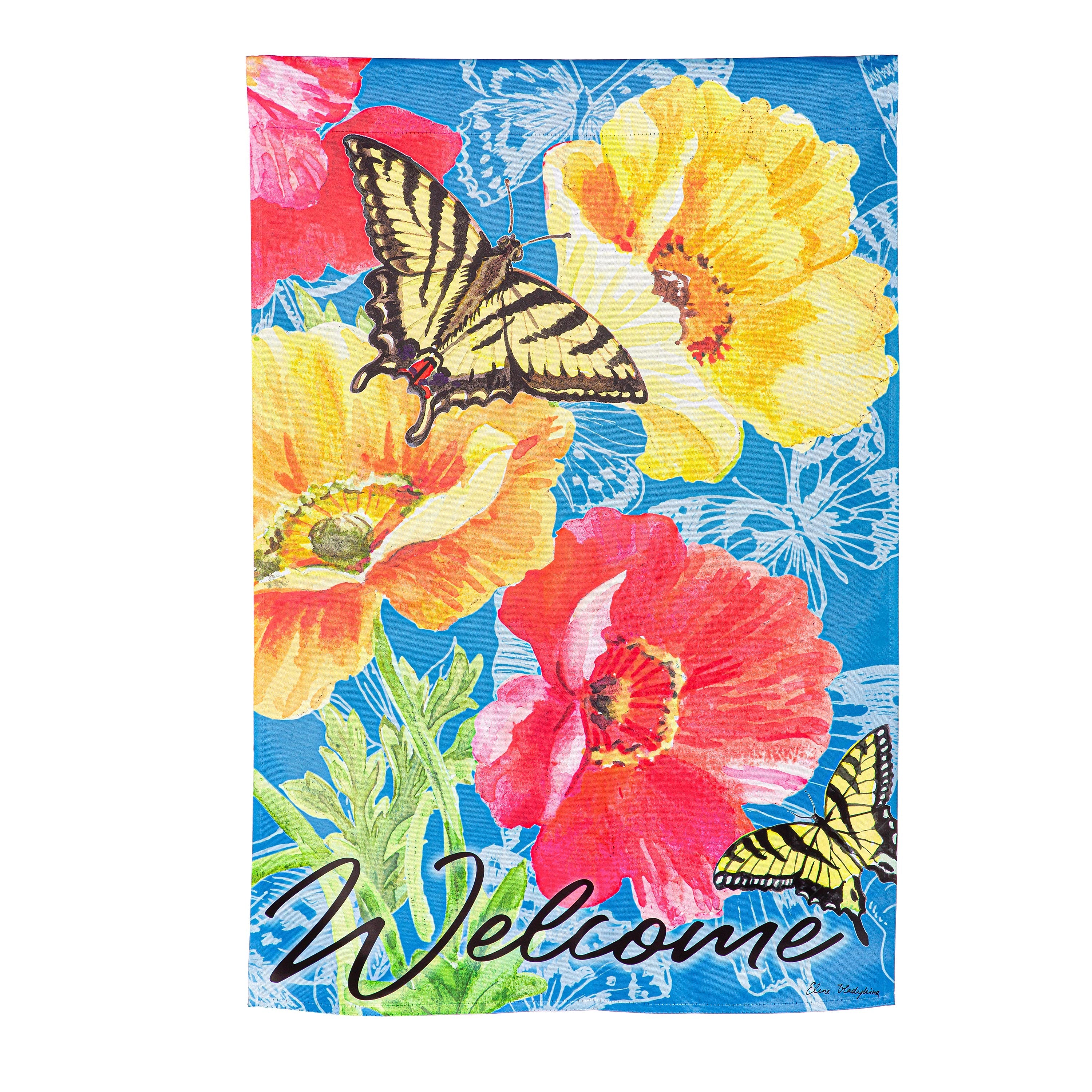 Bright Yellow Poppy Suede House Flag