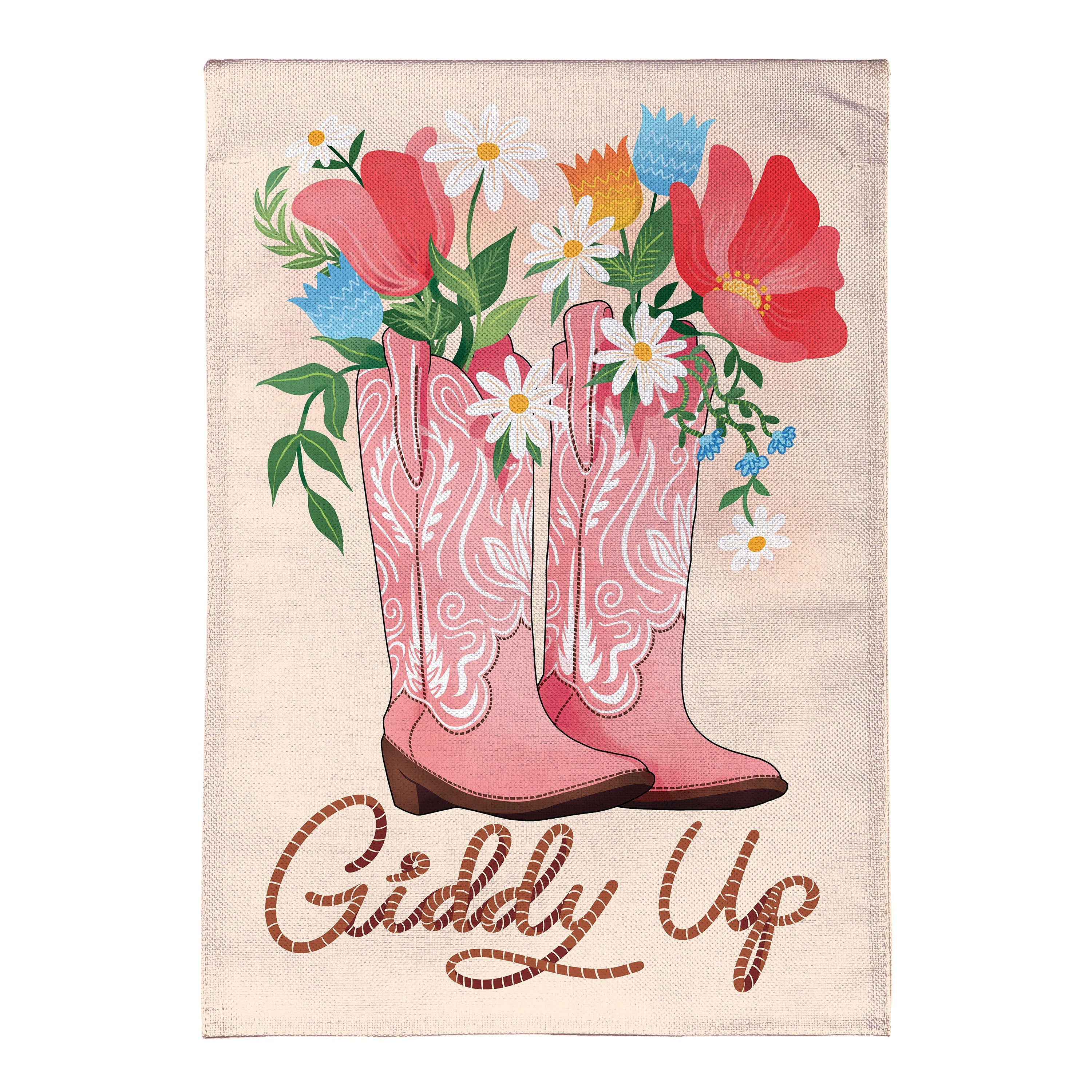 Giddy Up Burlap Garden Flag