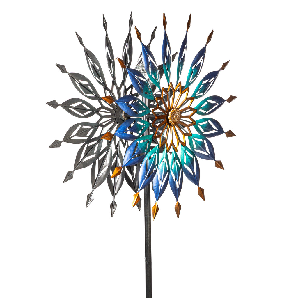 Metal Solar Radiant Lotus Wind Spinner, 74"H