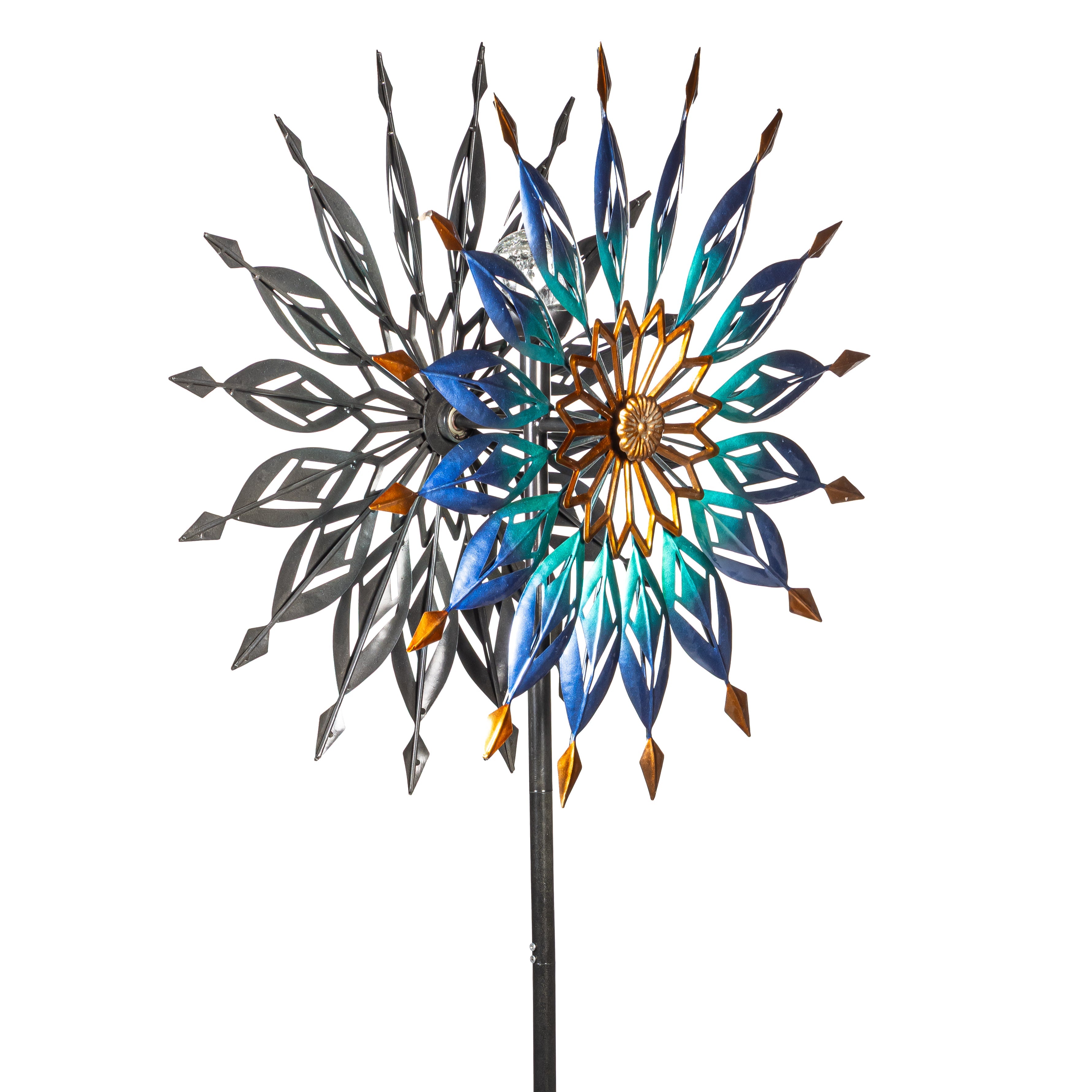 Metal Solar Radiant Lotus Wind Spinner, 74"H