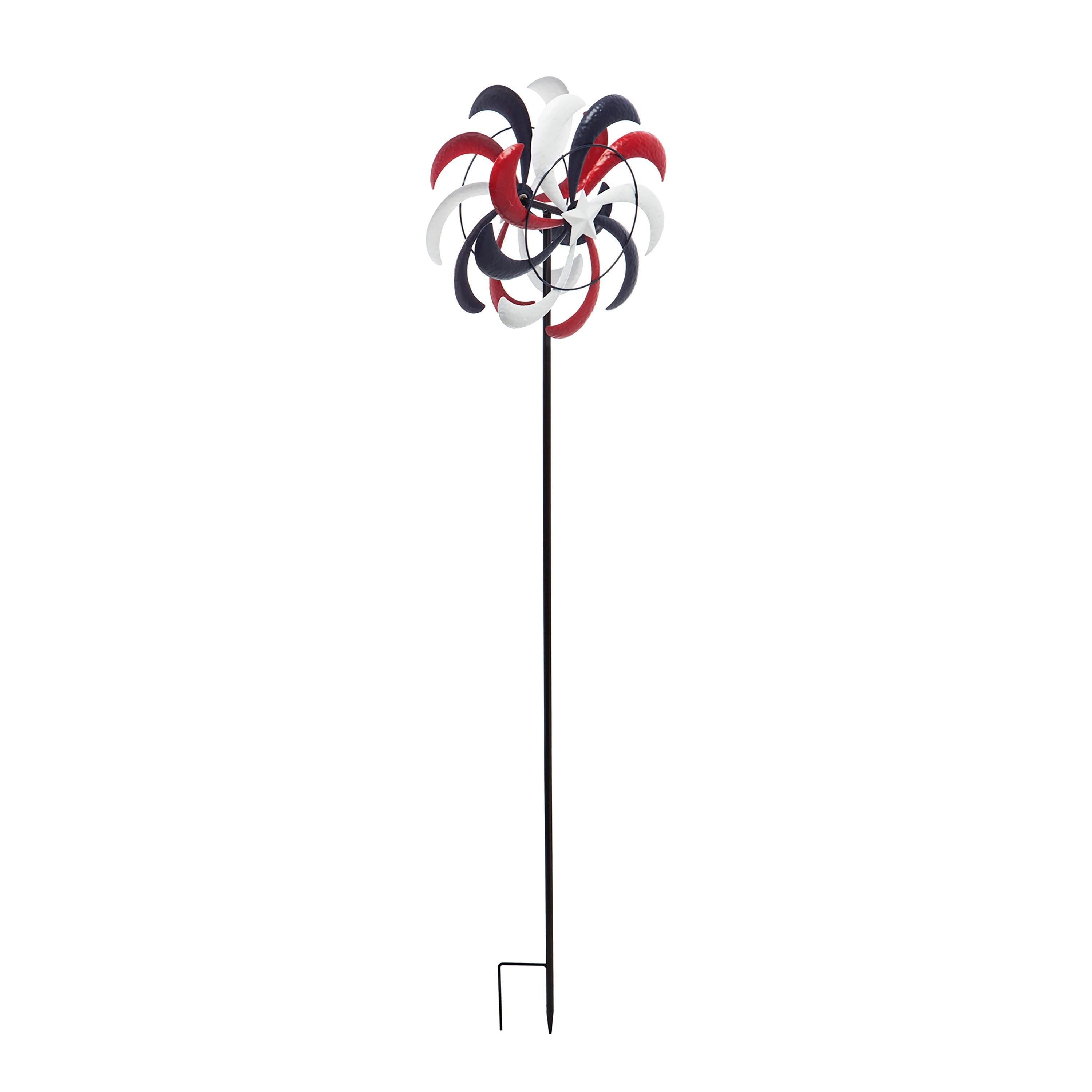 48"H Wind Spinner Garden Stake, Americana