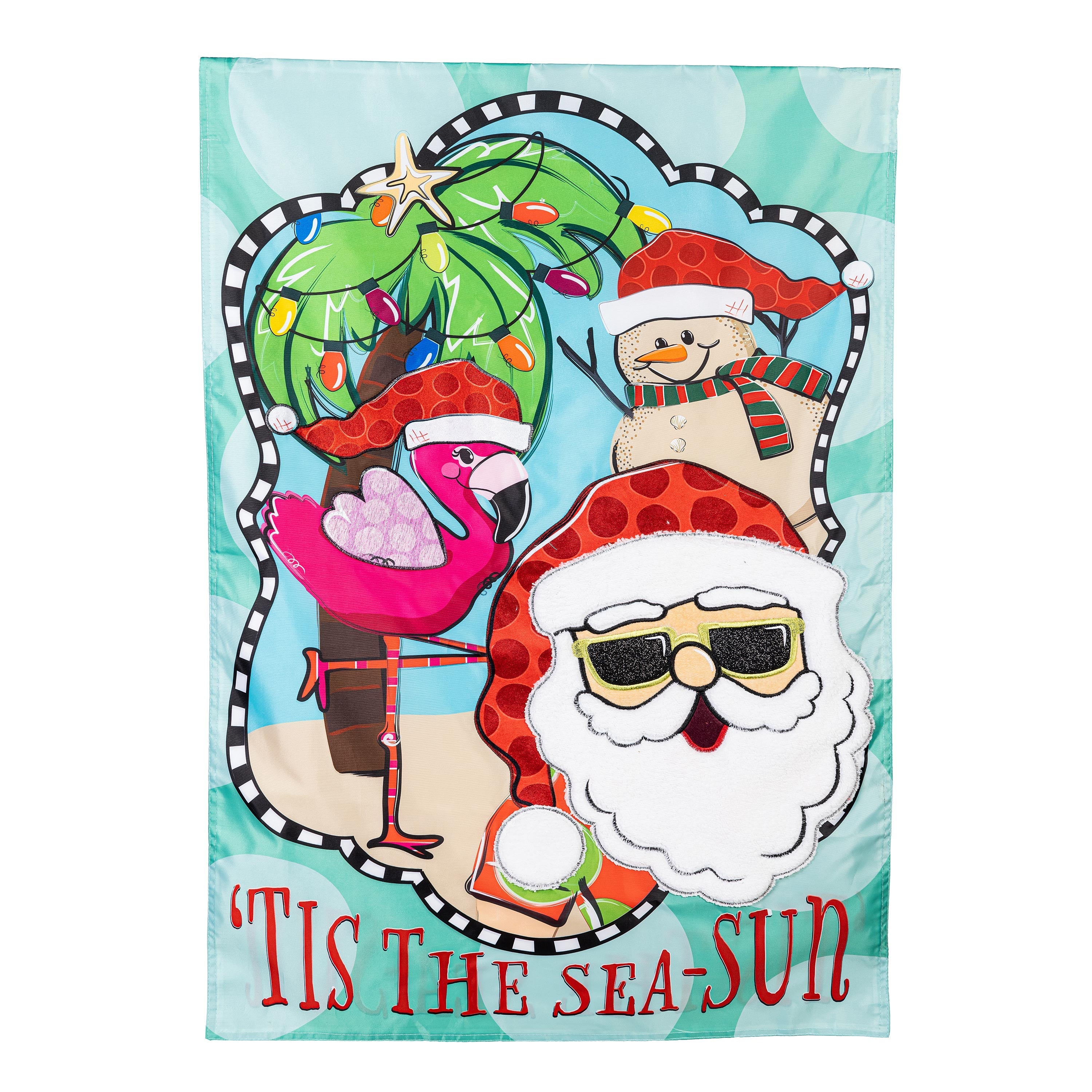 Tis The Sea-Sun Applique House Flag