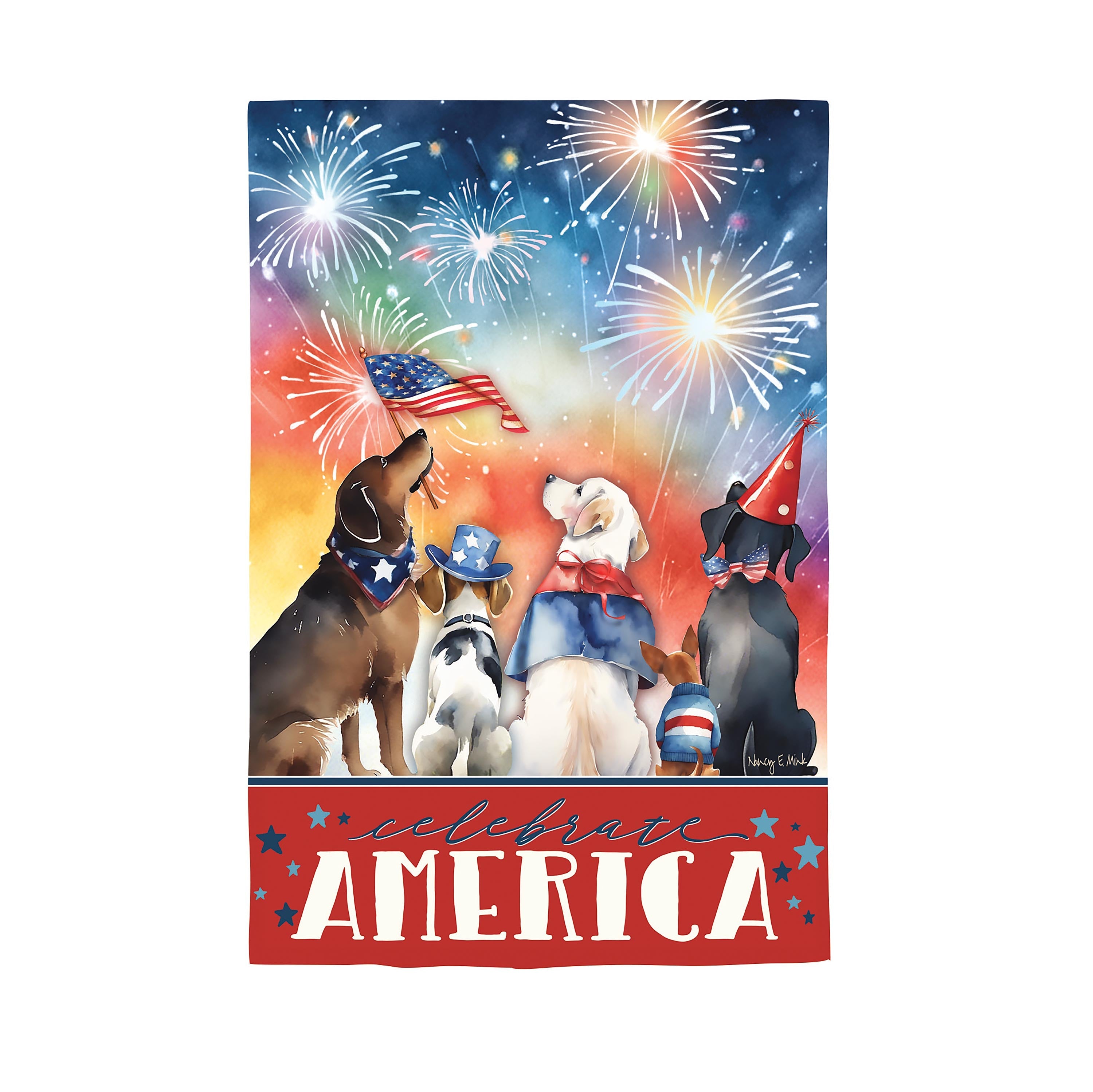 Patriotic Pups Suede House Flag