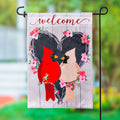 Cardinal Couple Garden Burlap Flag