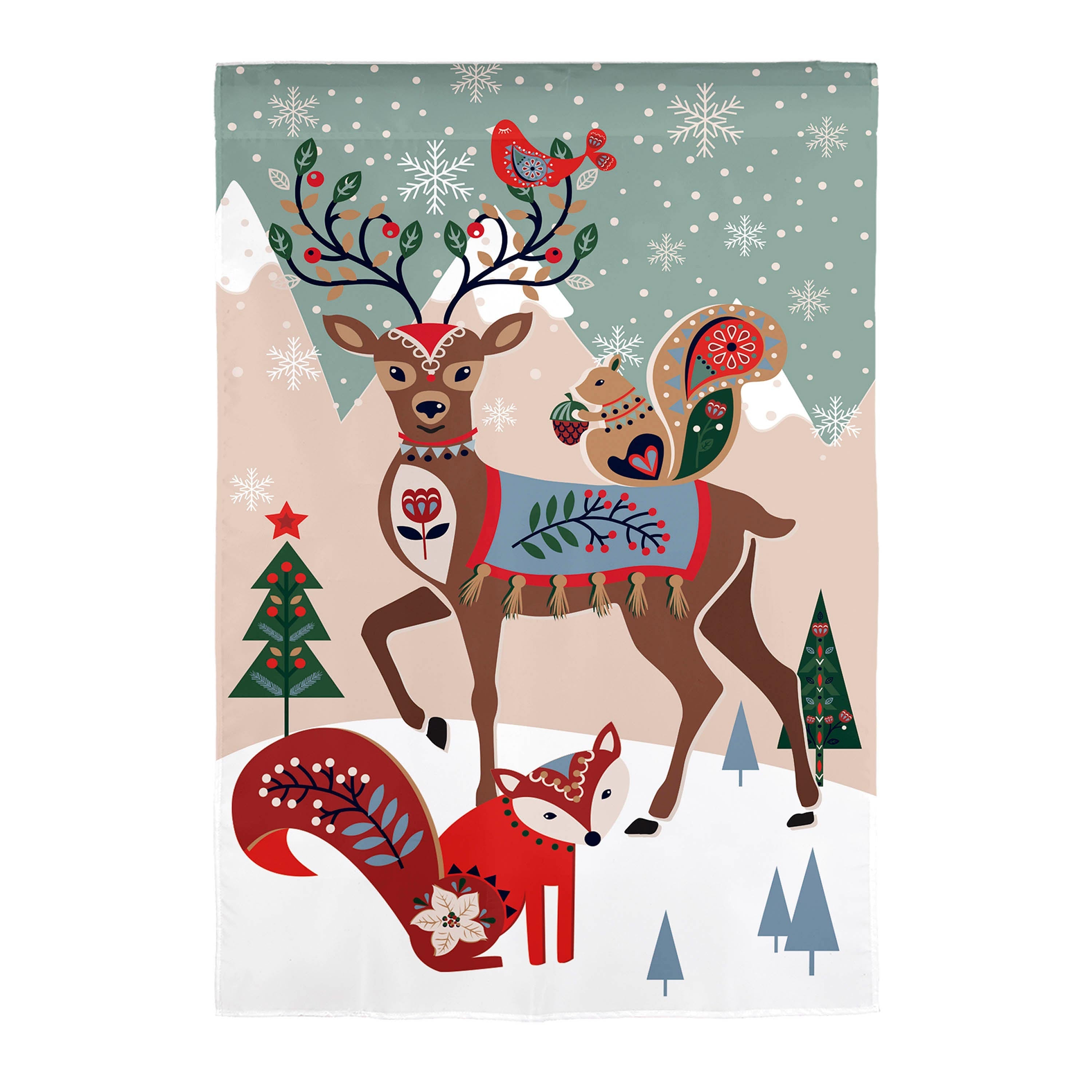 Woodland Creatures Burlap House Flag