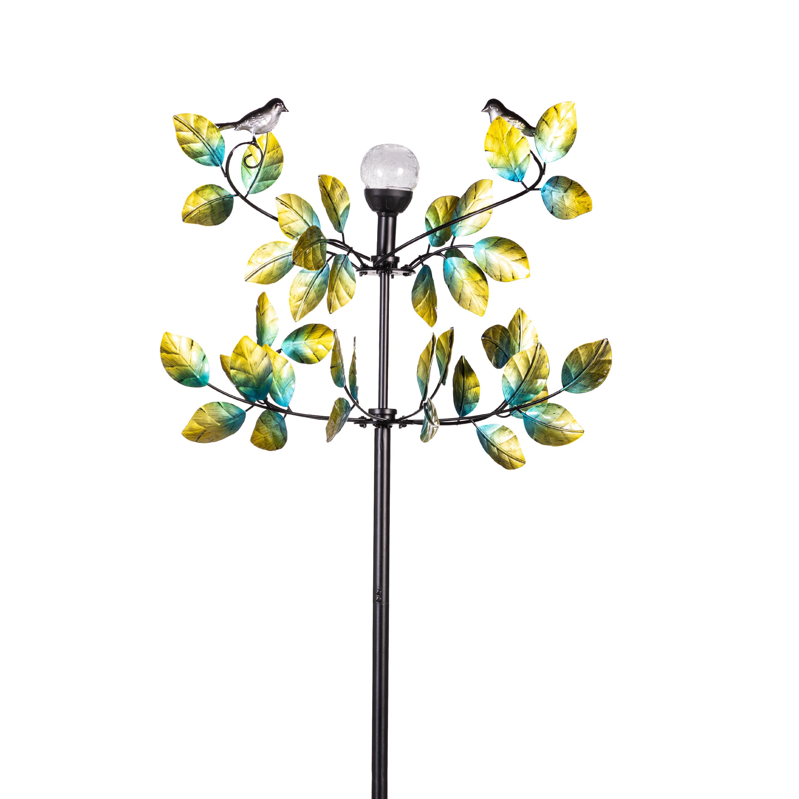 Bird and Leaves Solar Wind Spinner 80"H