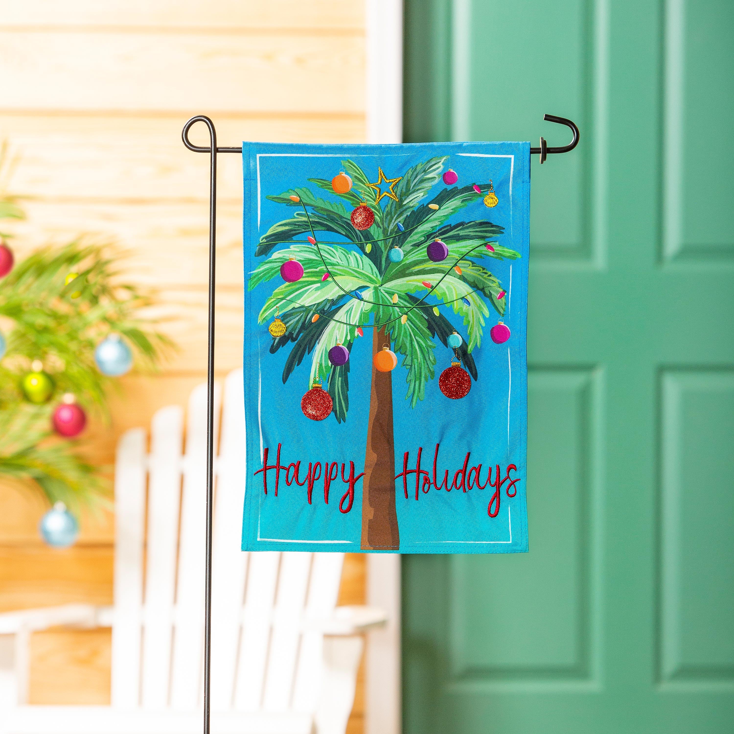 Tropical Christmas Tree Garden Linen Flag